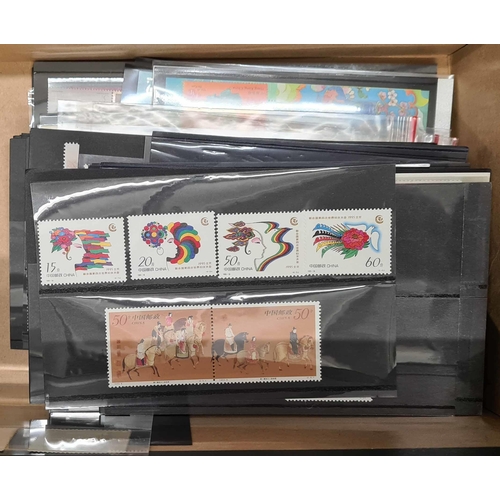 487 - 1970s-2000s MINT SETS & MINI SHEETS: Shoe box housing an accumulation of stock cards with mostly com... 