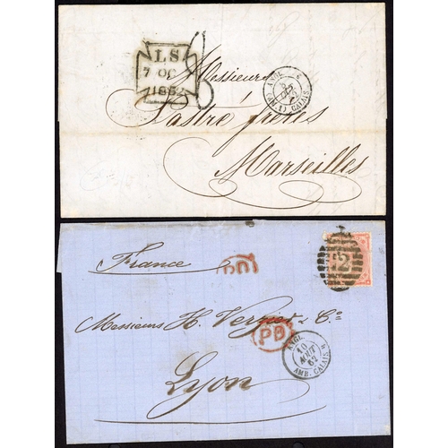 520 - RAILWAY: Calais  Paris TPO, 1852-97 group of covers ex UK to France showing a variety of marks used... 