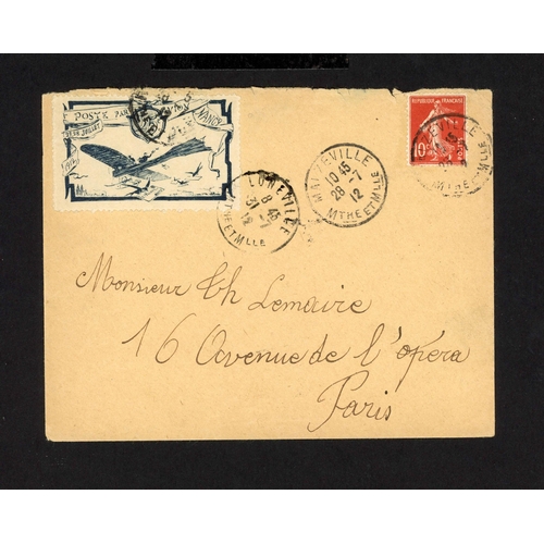 545 - AIRMAIL: 1912 First Airmail flight cover (fresh, slight fault, top edge) with 10c sower stamp and v.... 