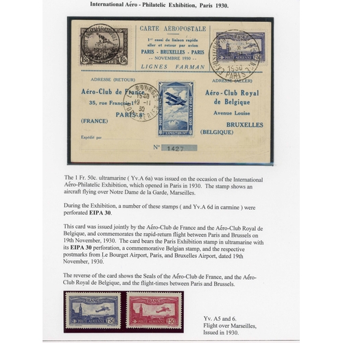 551 - AIRMAIL: 1930 Paris Airmail Exhibition 'EIPA / 30' perfin on 1f 50c ultramarine air stamp on special... 