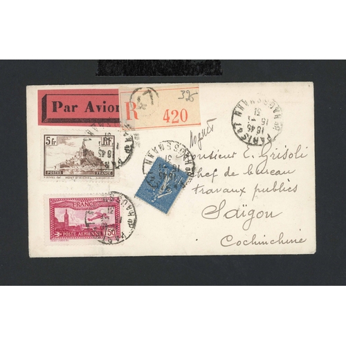 552 - AIRMAIL: 1931 Scarce Paris  Saigon FFC franked 7f 50c with neat signature of Maurice Nogues, the pi... 