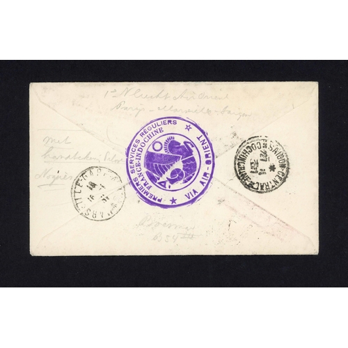 552 - AIRMAIL: 1931 Scarce Paris  Saigon FFC franked 7f 50c with neat signature of Maurice Nogues, the pi... 