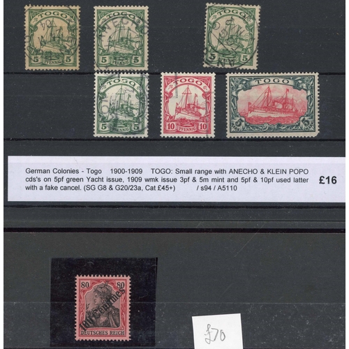 586 - GERMAN COLONIES: Stamps of Germany optd. for use abroad and stamps specially issued for use in colon... 