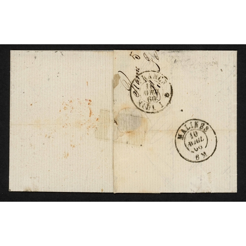 659 - PAPAL STATES/BELGIUM - UNPAID COVER WITH RARE 