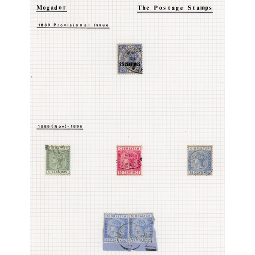 704 - GIBRALTAR USED IN MOROCCO: Selection of fresh, fu stamps on leaves showing cancellations of Casablan... 