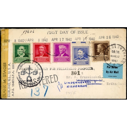 745 - ** WWII DETAINED/SERVICE SUSPENDED/VIOLATED MAIL: 1940-51 group of covers inc. pair of remarkable, s... 