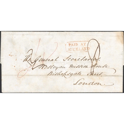 786 - MISSIONARY MAIL: 16 October 1846 wrapper from Pioneer Wesleyan Missionary Rev.Walter Lawry at Auckla... 