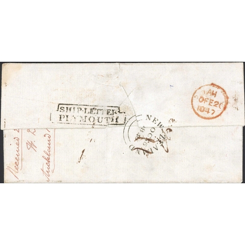 786 - MISSIONARY MAIL: 16 October 1846 wrapper from Pioneer Wesleyan Missionary Rev.Walter Lawry at Auckla... 