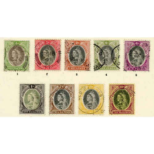 789 - 1901 QV DEFINITIVE SET FINE USED: Complete set of 9 values to 10/- black & purple/yellow. SG 1/9 £55... 