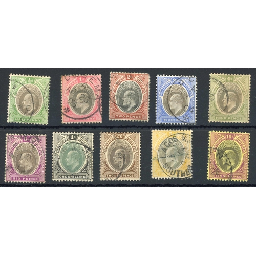 790 - KEVII 1903-04  PART SET TO 10/- FINE USED: All values to 10/- grey-black & purple/yellow SG 10/19 £4... 