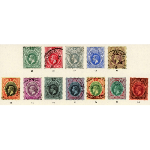 793 - KGV 1912 FINE USED SET: Complete set of 12 values to £1 purple & black/red. SG 45/56 £450. (12)