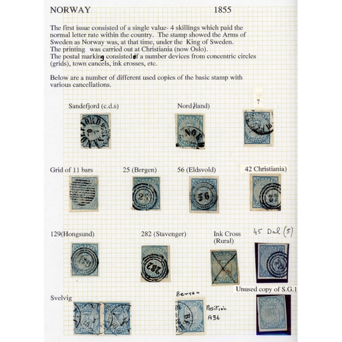 797 - 1855 4SK BLUE: assembly of 18 stamps plus one on cover, all used and on display pages, inc a double ... 