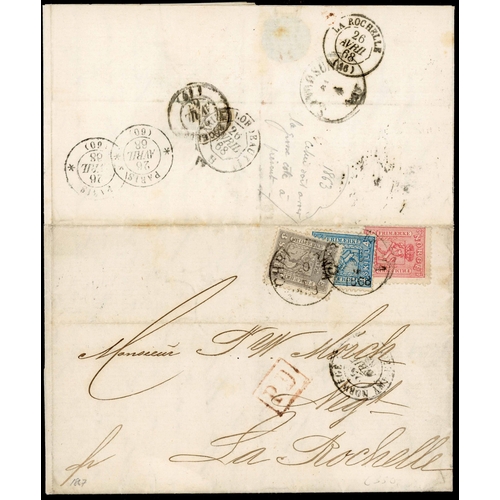 799 - NORWAY-FRANCE 1859-1871: mounted on leaves and written up, two entire letters, Bordeaux and La Roche... 