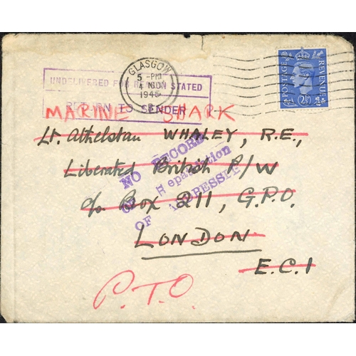 817 - ** SCARCE WWII SERVICE SUSPENDED/RETURNED MAIL GROUP: 1941-45 range inc. 1941 censored airmail env. ... 