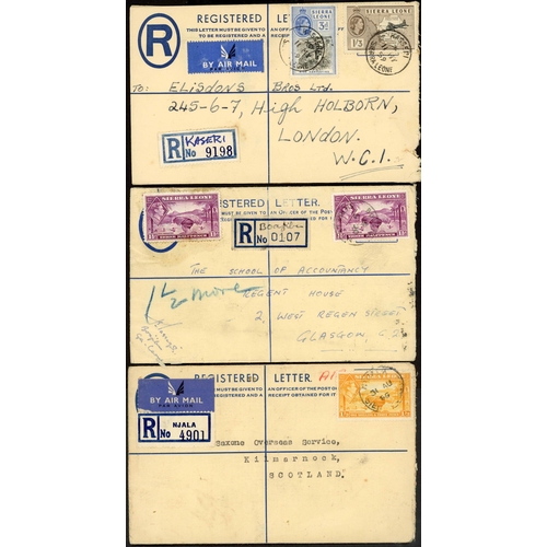 864 - REGISTERED MAIL WITH KGVI & QEII FRANKINGS: 1945-61 set of mainly QEII 4d Registered Letter envs. (s... 