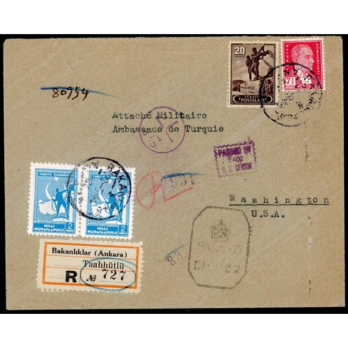 906 - WWII AIRMAIL ROUTES DISPLAY: 1940-49 range of mainly censored covers mounted on display pages and we... 