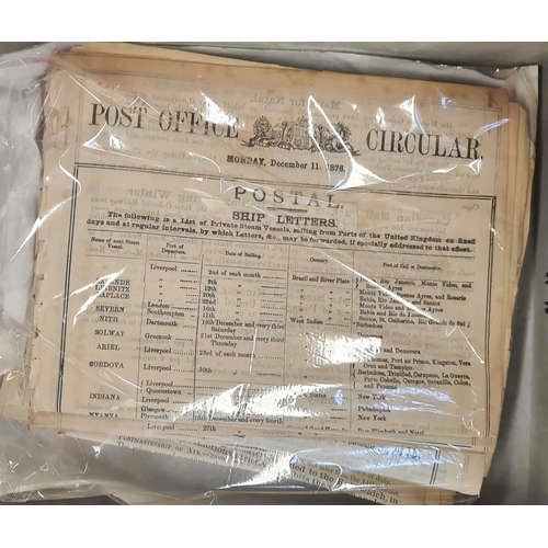 121 - POST OFFICE CIRCULARS: A box file containing a set of unbound circulars for the years 1875 (2), 1876... 