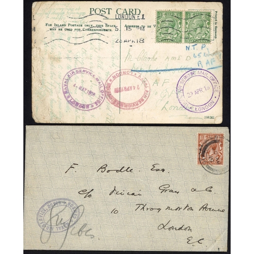 300 - WWI NAVAL CENSORS INC. NAVAL AIR SERVICE: 1915-18 group inc. 1918 PPC London to an RAF person with t... 