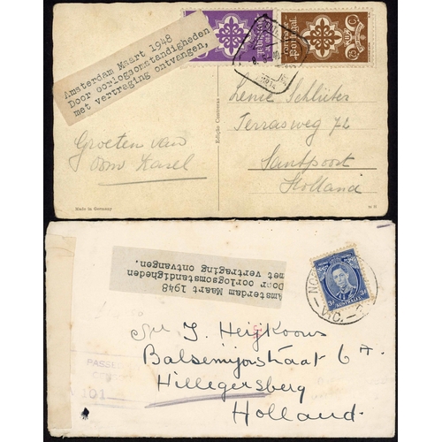 311 - WWII 1940 DUTCH MAILS DELAYED UNTIL 1948: 1940 quartet envs. from Australia, Brazil and Portugal (2)... 