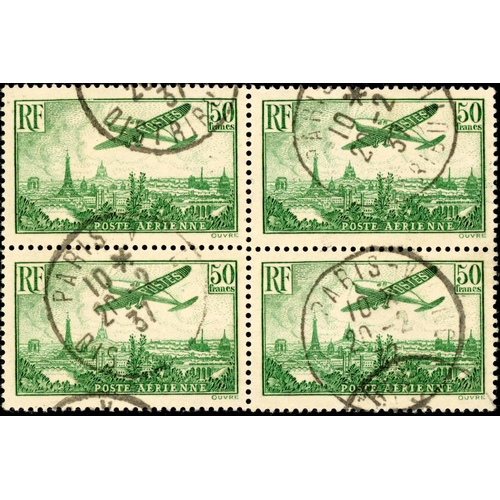 554 - AIRMAIL: 1936 airmail issue 50f [Yv. A14] in fu block of four; cv 1,600. [Ex Ashley Lawrence] (4) C... 