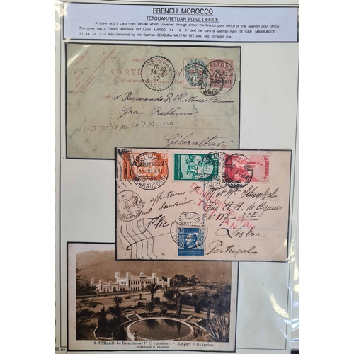 736 - FRENCH MOROCCO: Substantial collection of postal history attractively presented in 3 Lindner binders... 