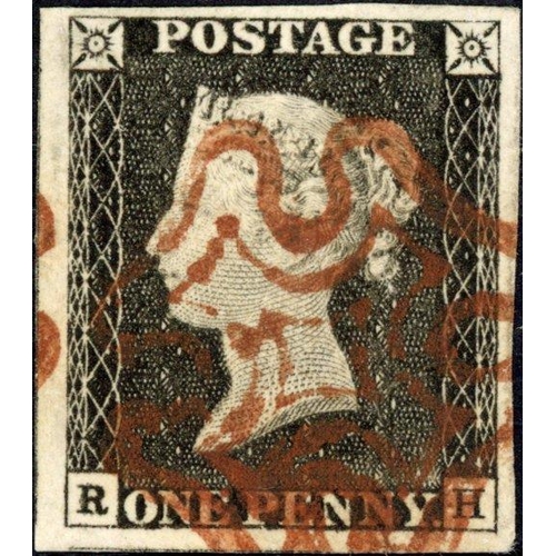 103 - PLATE 3 RH crisply cancelled with a red brown MX. Wide margins and fine.