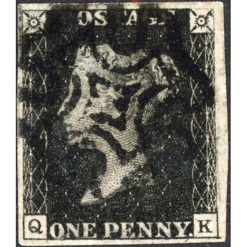 112 - PLATE 9 QK with central black MX cancellation. Fine appearance, small thin on reverse. Louis cert. (... 
