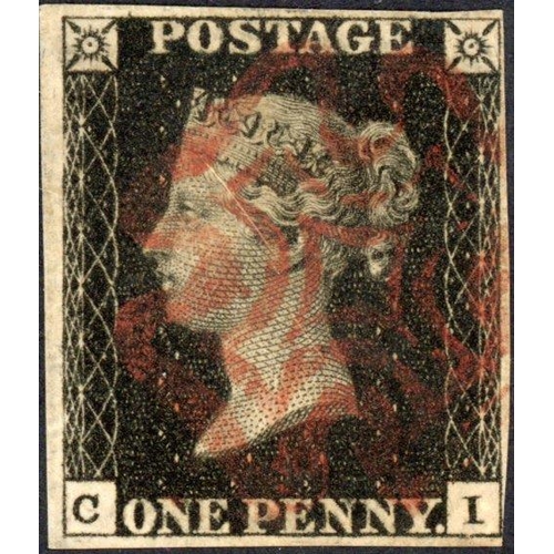 145 - ** PLATE 5 CI close to wide margins, cancelled with a red MX. Fine.