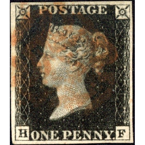 159 - PLATE 6 HF with red MX leaving corner letters clear. Fine. [Ex H. Fisher 1983 lot 94].