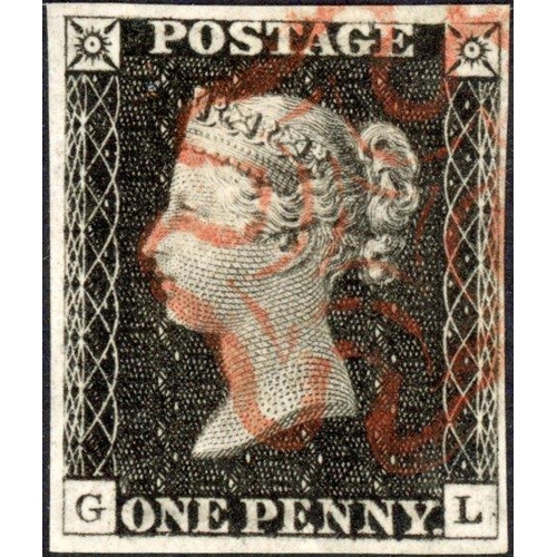 166 - PLATE 6 GL with red MX cancellation. Three wide margins, closer at right. Fine.