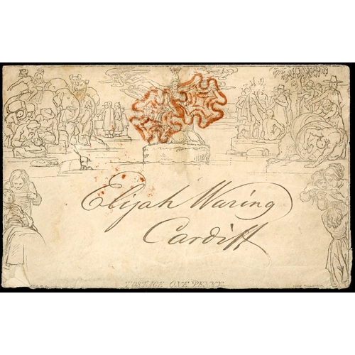 17 - 1d ENVELOPE -  STEREO A153 - FORME 2 used from Bristol to Cardiff dated 30 May 1840 and cancelled wi... 