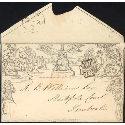 18 - 1d ENVELOPE - STEREO A175 - FORME 4 used 27 Feb 1841 from London to Pembroke cancelled contrary to r... 