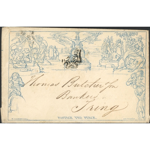 21 - 2d ENVELOPE - STEREO a210 used from London to Tring dated 14 Sept 1841, cancelled with an almost com... 