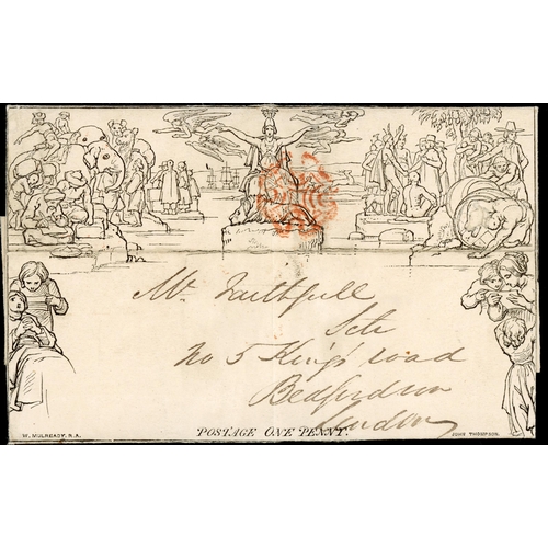 29 - 1d LETTER SHEET - STEREO A249 - FORME 5: 26 June 1842 used from Brighton to London with a clear red ... 