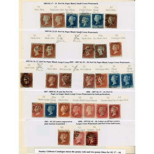 33 - ** 1854-61 USED SELECTION inc. SC16 1d (2) & 2d plate 4 (3), LC16 1d (2), LC14 1d (3) and 1856 LC16 ... 
