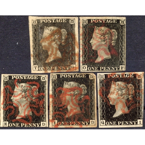 41 - USED SELECTION with plates 1b TG, 4 OF, 5 ED & ID and 9 QI. All with red MX cancellations. ED & QI t... 