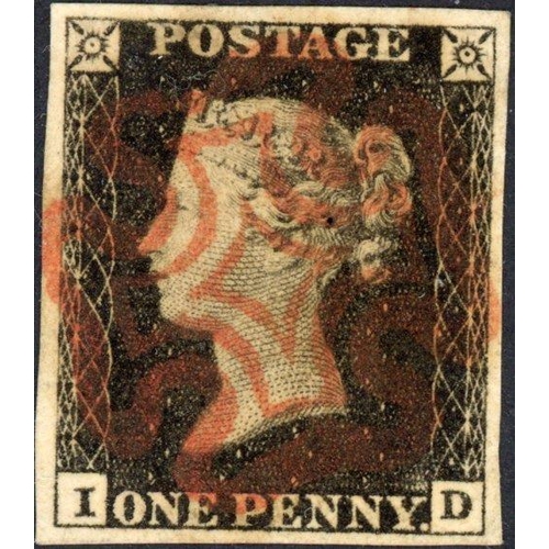 45 - PLATE 1a ID a very fine example with almost complete red MX cancellation, shows very slight signs of... 