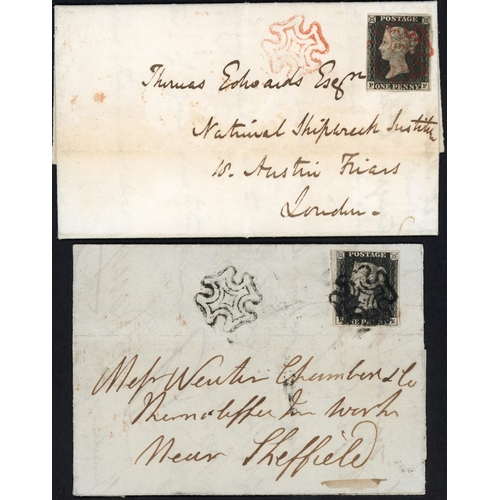 59 - PLATE 1b PF & PLATE 8 IE ON COVERS SHOWING THE HABIT AT SPILSBY OF ADDING ADDITIONAL STRIKES OF THE ... 