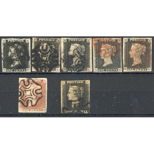 63 - PLATE 1b - SMALL SELECTION with CG, NL and NL all cancelled in black, plus GA & QD cancelled in red.... 