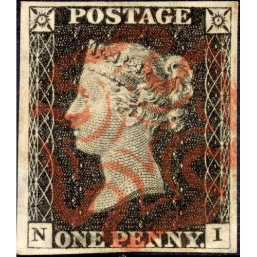 94 - PLATE 2 NI:A fine four margined example with red MX cancellation.