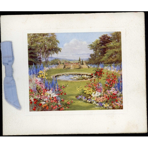 1 - CHRISTMAS CARD SIGNED BY QUEEN MARY:1937 Raphael Tuck Christmas card with garden scene signed inside... 