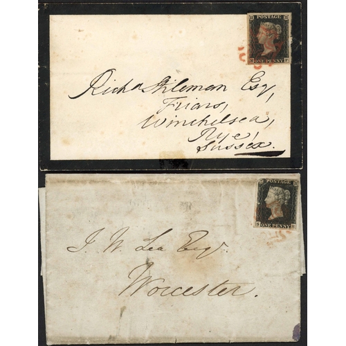 72 - PLATE 1b MF (double M) used on mourning env. from London to Winchelsea, tied by a red MX, good margi... 