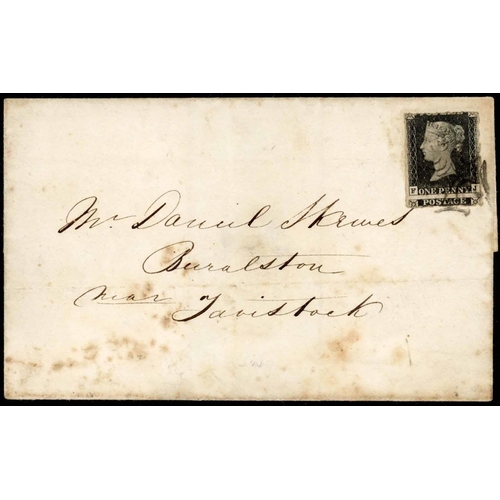 161 - PLATE 6 FJ - WITH  IMPROVISED SEPARATION - ON COVER: 13 Mar. 1841 E from Swansea to Buralston near T... 