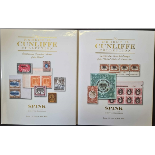 964 - THE ROBERT H CUNLIFFE COLLECTION OF INVERTED STAMPS OF THE WORLD: Two hardbound catalogues in slip c... 