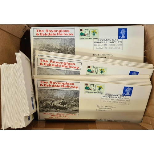 932 - RAVENGLASS & ESKDALE RAILWAY: Heavily duplicated accumulation of illustrated covers with dates rangi... 