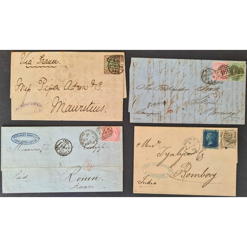 938 - STAMPED MAIL GOING OVERSEAS: 1856-1908 selection of envelopes and uprated postal stationery, conditi... 