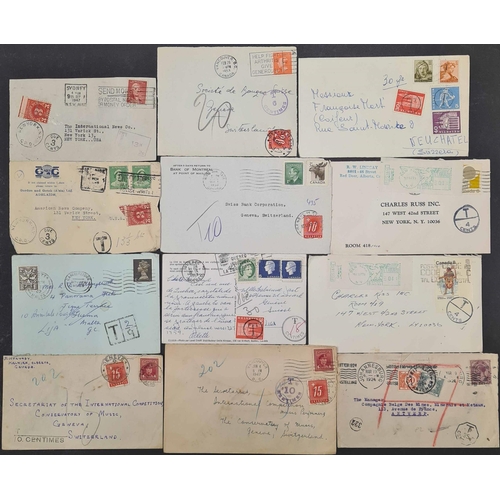 111 - MISCELLANY INC. POSTAGE DUE COVERS, CUSTOMS CHARGES, INSTRUCTIONAL MARKS, ETC: Two cartons, one with... 