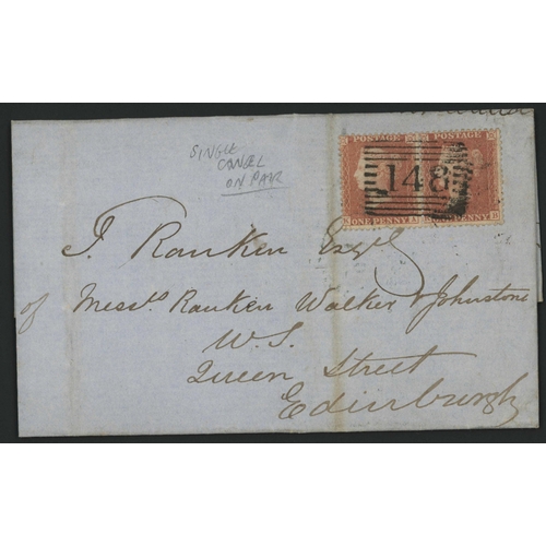 1185 - SCOTS QV PERF. LINE ENGRAVED COVERS INC. PICTURE ADDRESS, P. DUES, SKELETONS, CDS CANCELS, ½d / 1½d ... 