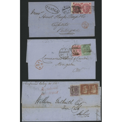 1189 - SCOTS QV SURFACE PRINTED COVERS - REGISTERED OR TO OVERSEAS (TO URUGUAY, CANADA, INDIA, U.S., ETC.) ... 