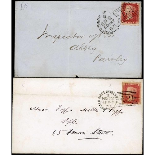 1190 - POSTED SINCE DUPLEXES: Quartet franked 1d reds (all with light filing crease) inc. 1859 E franked 1d... 